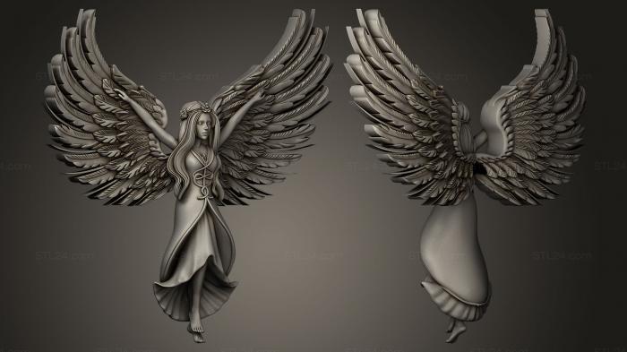 Статуэтки девушки (Девушка ангел, STKGL_0013) 3D модель для ЧПУ станка